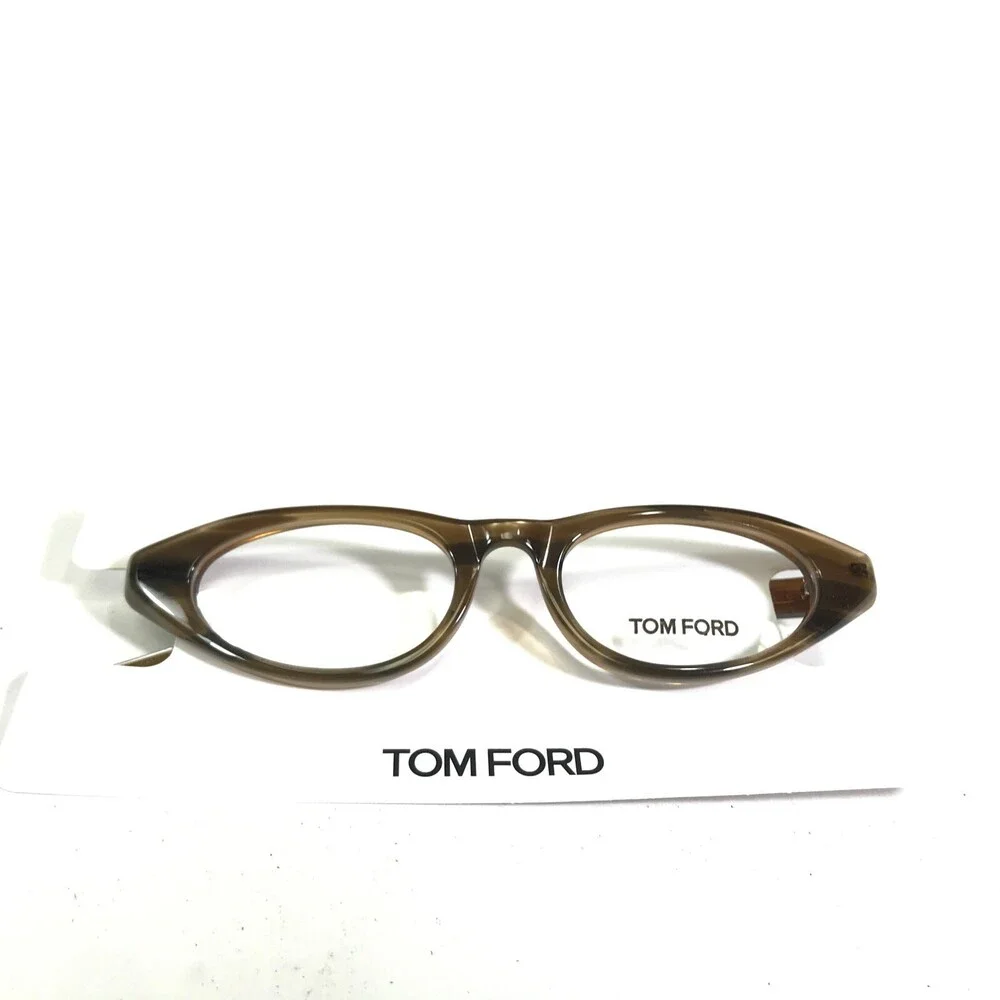 Tom Ford Eyeglasses Frames TF5120 095 Dark Clear Brown Round Full Rim 47-17-140